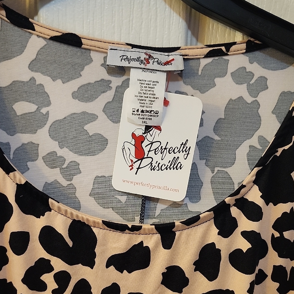 Black and Cream Leopard Print Dress